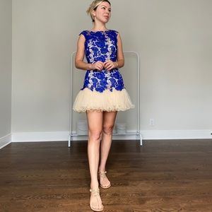 Blue cocktail lace dress / Dave & Johnny